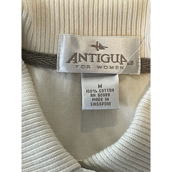NWT Women's Antigua CREME OLIVE GREEN Collared Golf Shirt Size M 100% Cotton - Picture 3 of 7